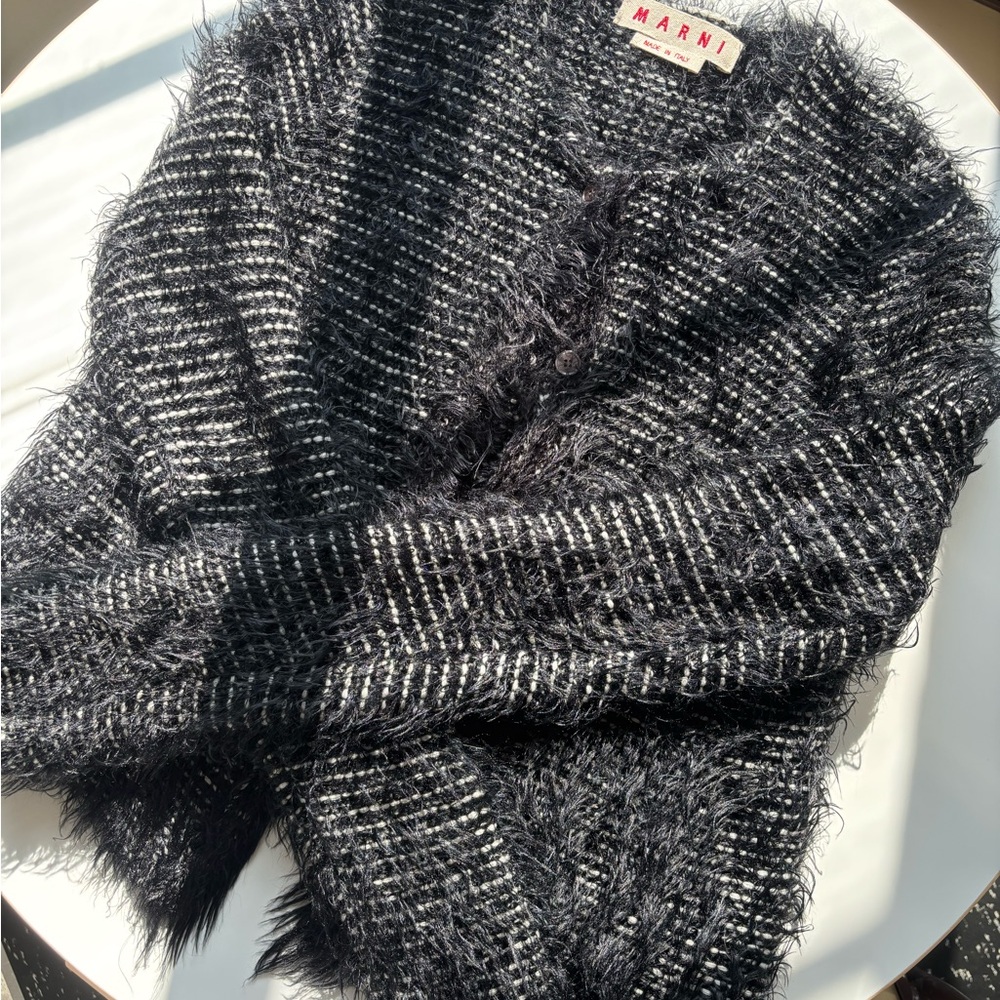 Marni Textured Black and White Cardigan